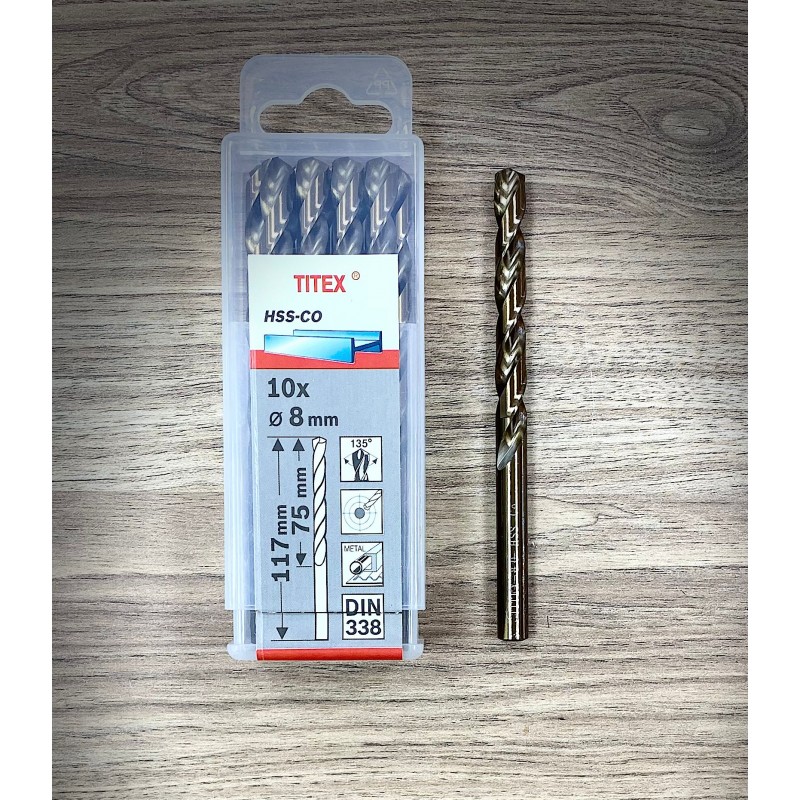  TİTEX HSS-Co Kobaltlı Metal-Paslanmaz Matkap Ucu 8 mm YÜKSEK KALİTE YÜKSEK PERFORMANS ( 1 ADET)