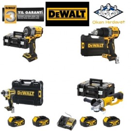 DEWALT 4'LÜ SET DCF922 + DCD800 + DCF887 + DCG412 + 4 ADET 4 AMPER AKÜ + SARJ ALETİ