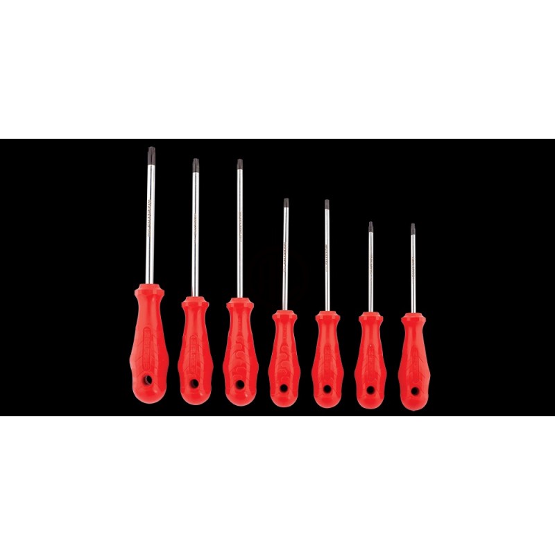 İzeltaş Delikli Torx Uçlu Tornavida Seti 7 Parça Tr10 - Tr15 - Tr20 - Tr25 -tr27 Tr30 - Tr40